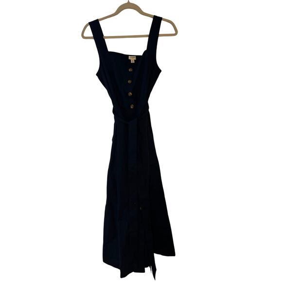 NWT J.Crew Button Front Belted Midi Dress Antique Navy Size 10 - Picture 3 of 7